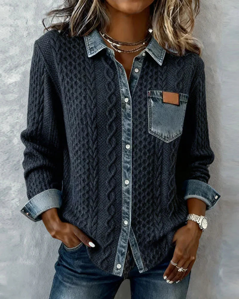 Simone™ | Denim Patchwork Shirt