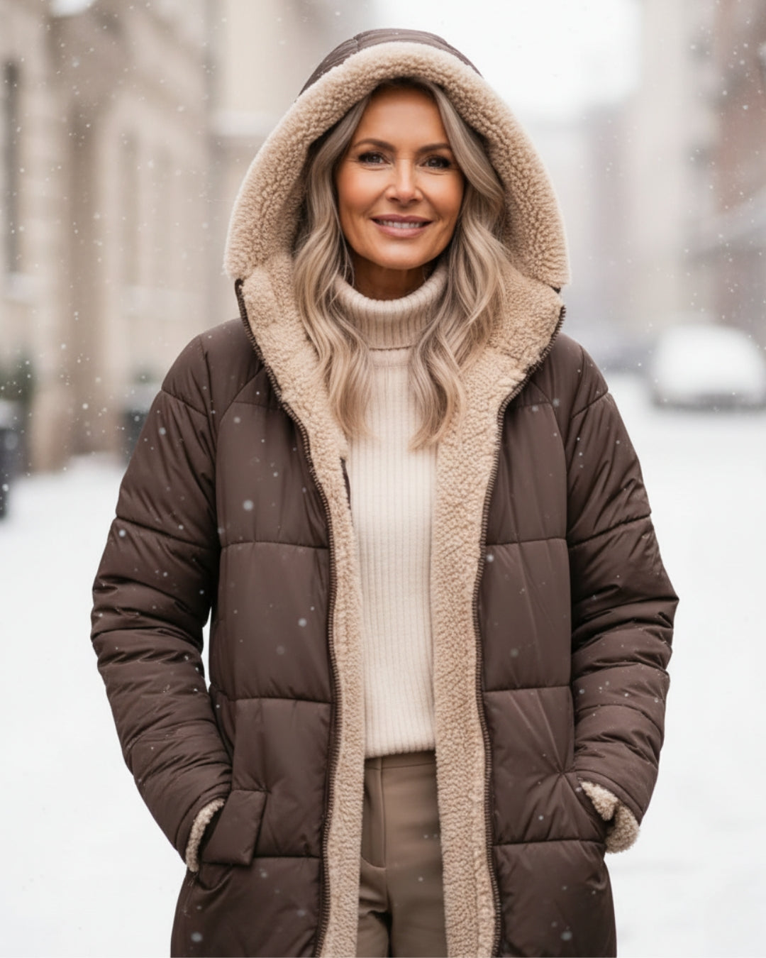 Isaline™ | Manteau d’Hiver Sherpa Réversible