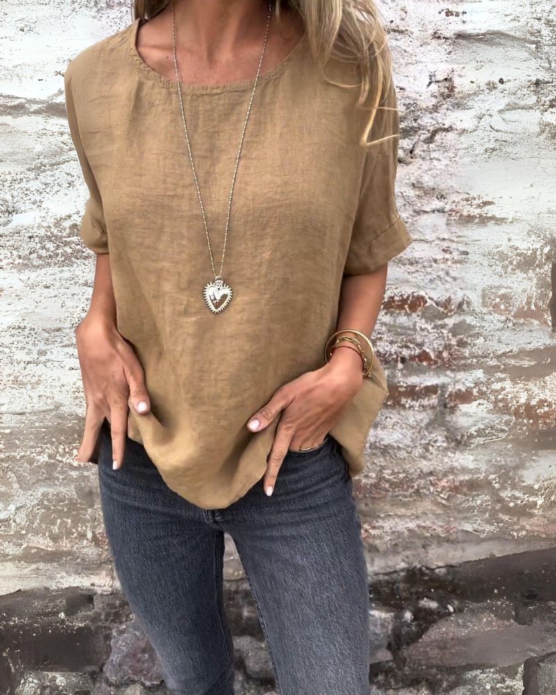 BAUA | T-shirt en coton et lin à col rond