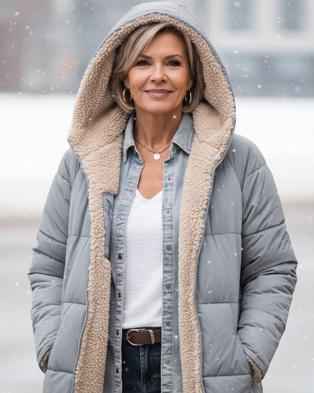 Isaline™ | Manteau d’Hiver Sherpa Réversible