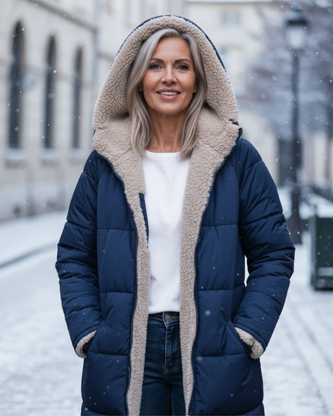 Isaline™ | Manteau d’Hiver Sherpa Réversible