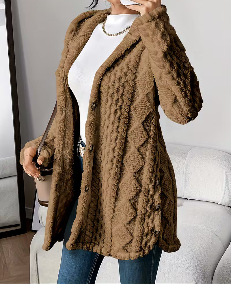 BRIGITTE™ | Cardigan-Manteau en Polaire à Capuche