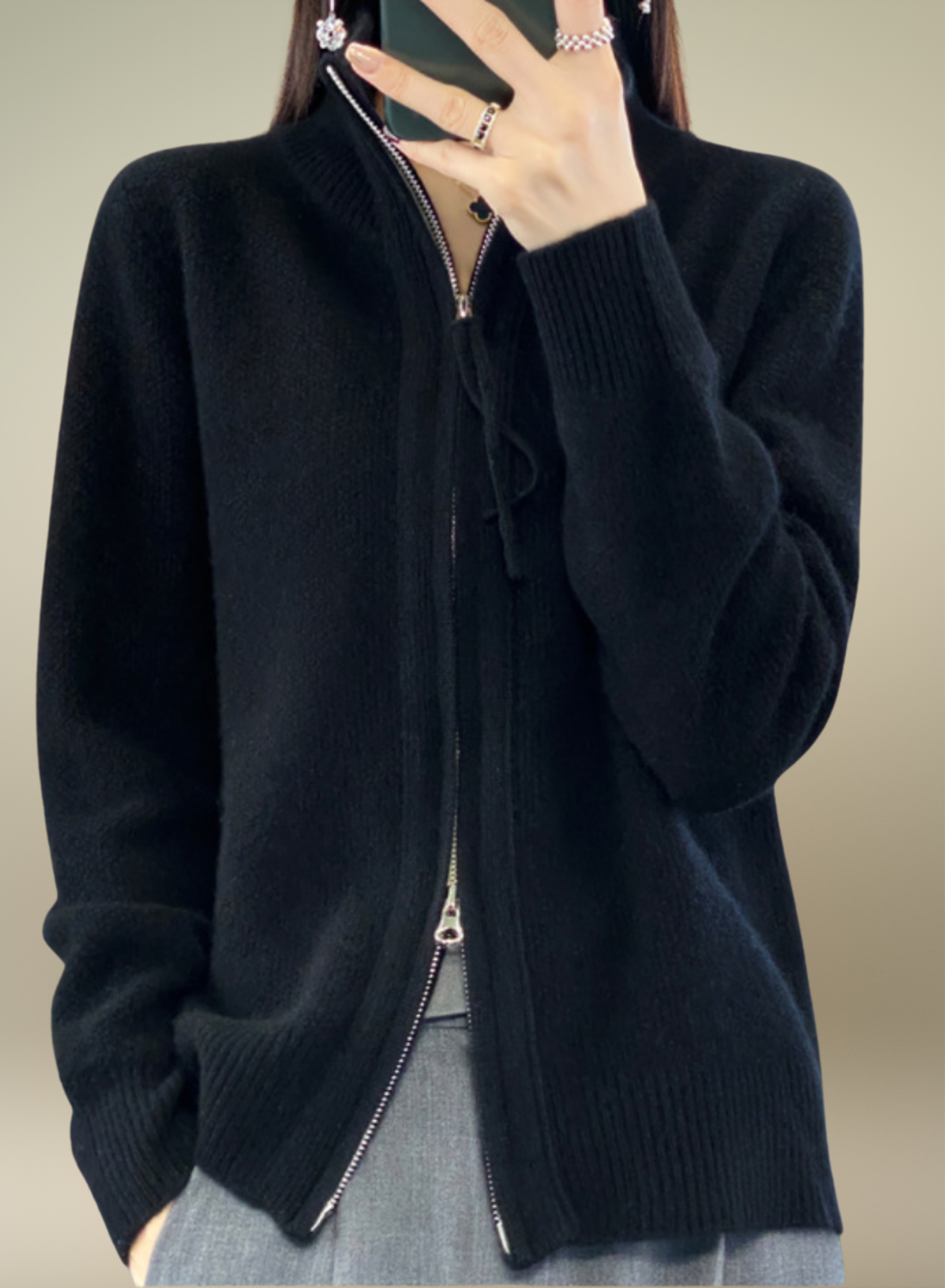 TRUDI | Cardigan à Fermeture Eclair En Laine Et Cachemire