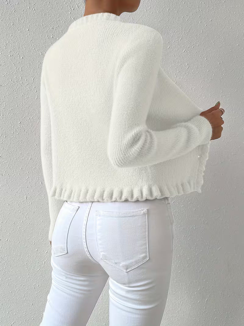 CLARISSE™ | Pull Élégant à Col V Boutonné