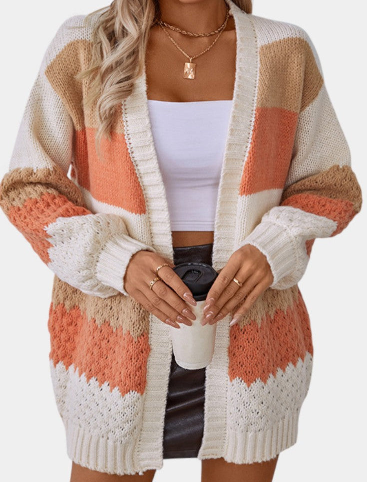 GRUSHA™ | Cardigan Oversize à Motif Rayé