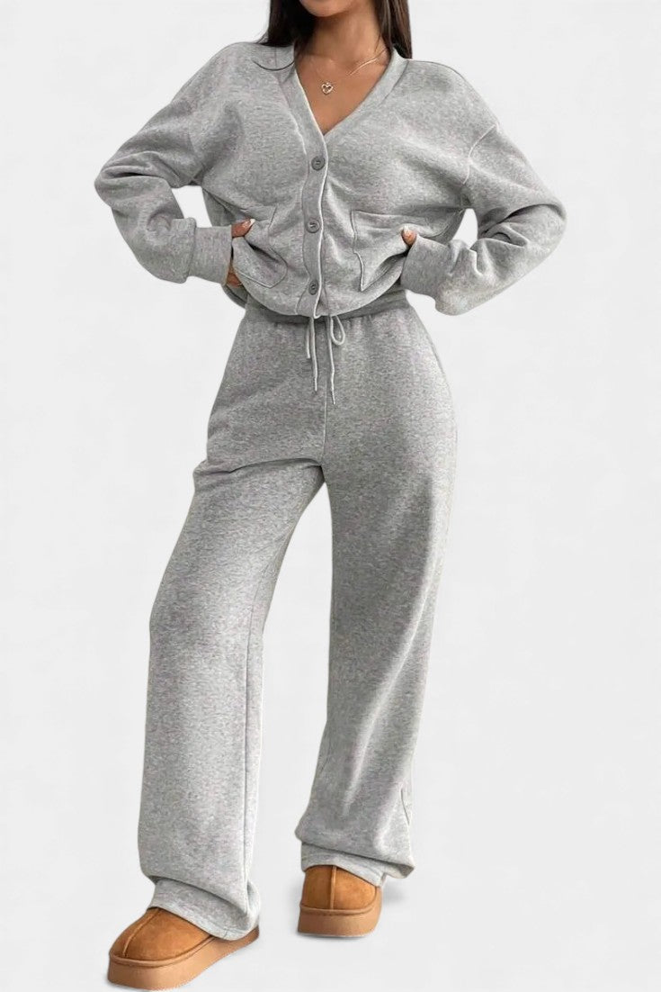 Vellina Ensemble Décontracté Veste Cardigan & Pantalon Large