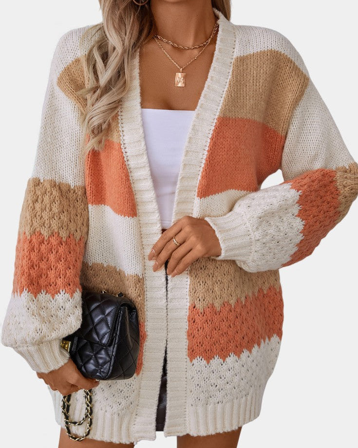 GRUSHA™ | Cardigan Oversize à Motif Rayé