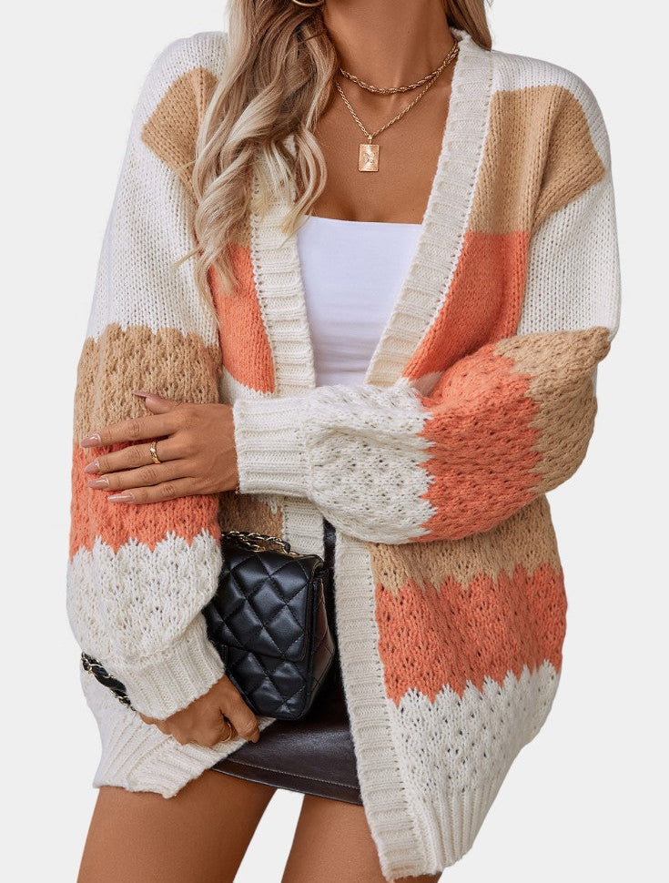 GRUSHA™ | Cardigan Oversize à Motif Rayé