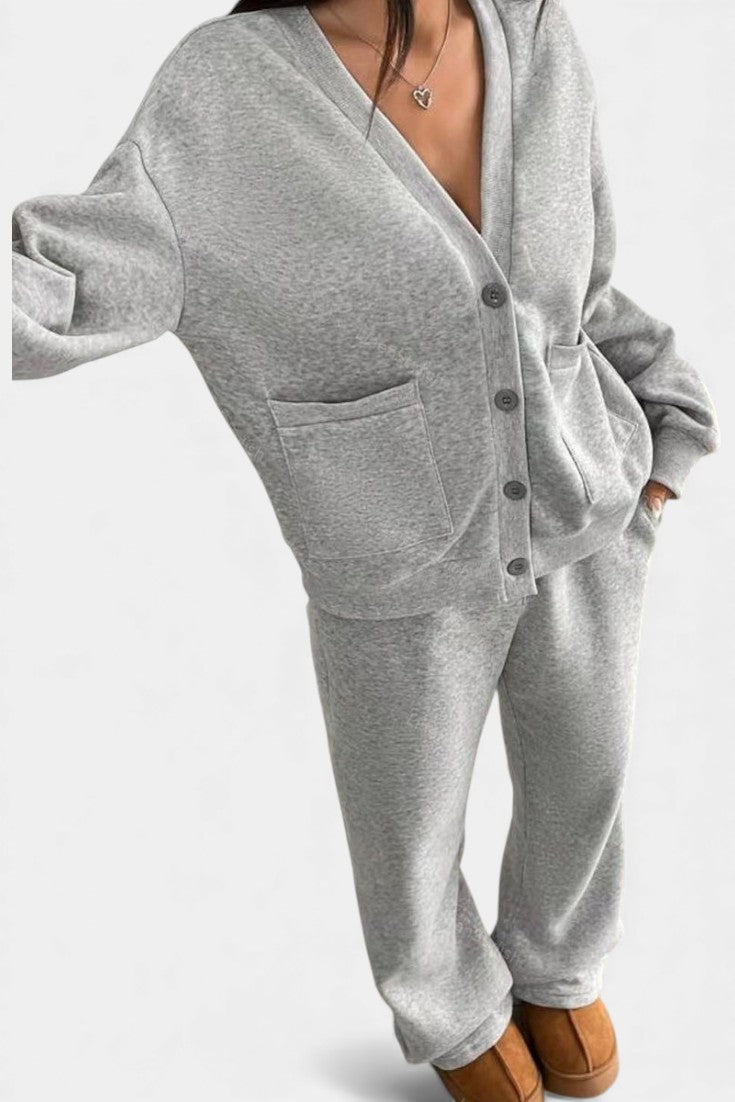 Vellina Ensemble Décontracté Veste Cardigan & Pantalon Large