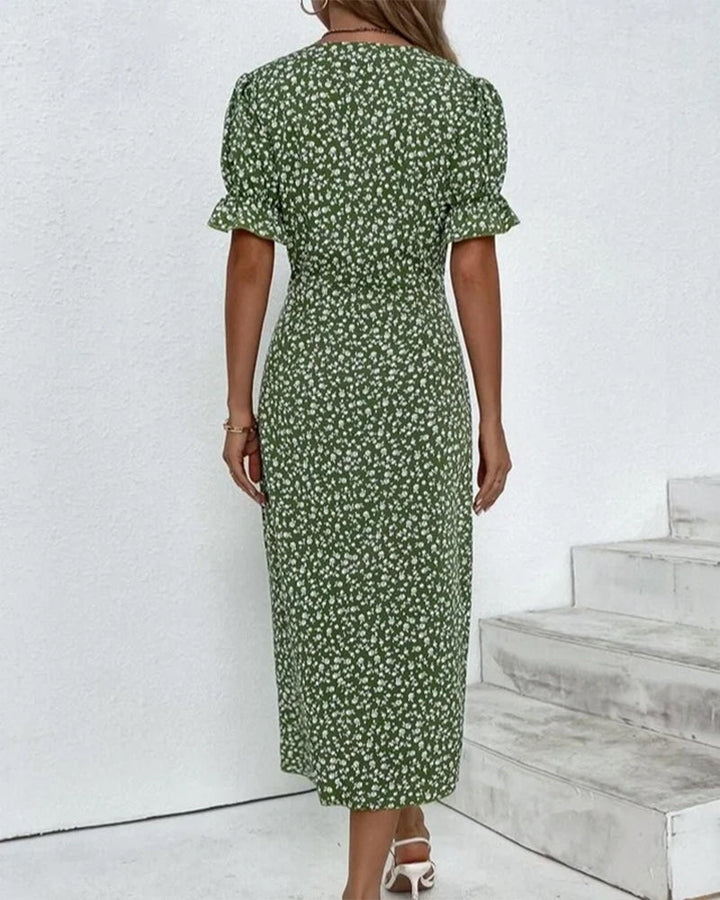 SOPHIE | Robe Imprimé Floral à Manches Courtes