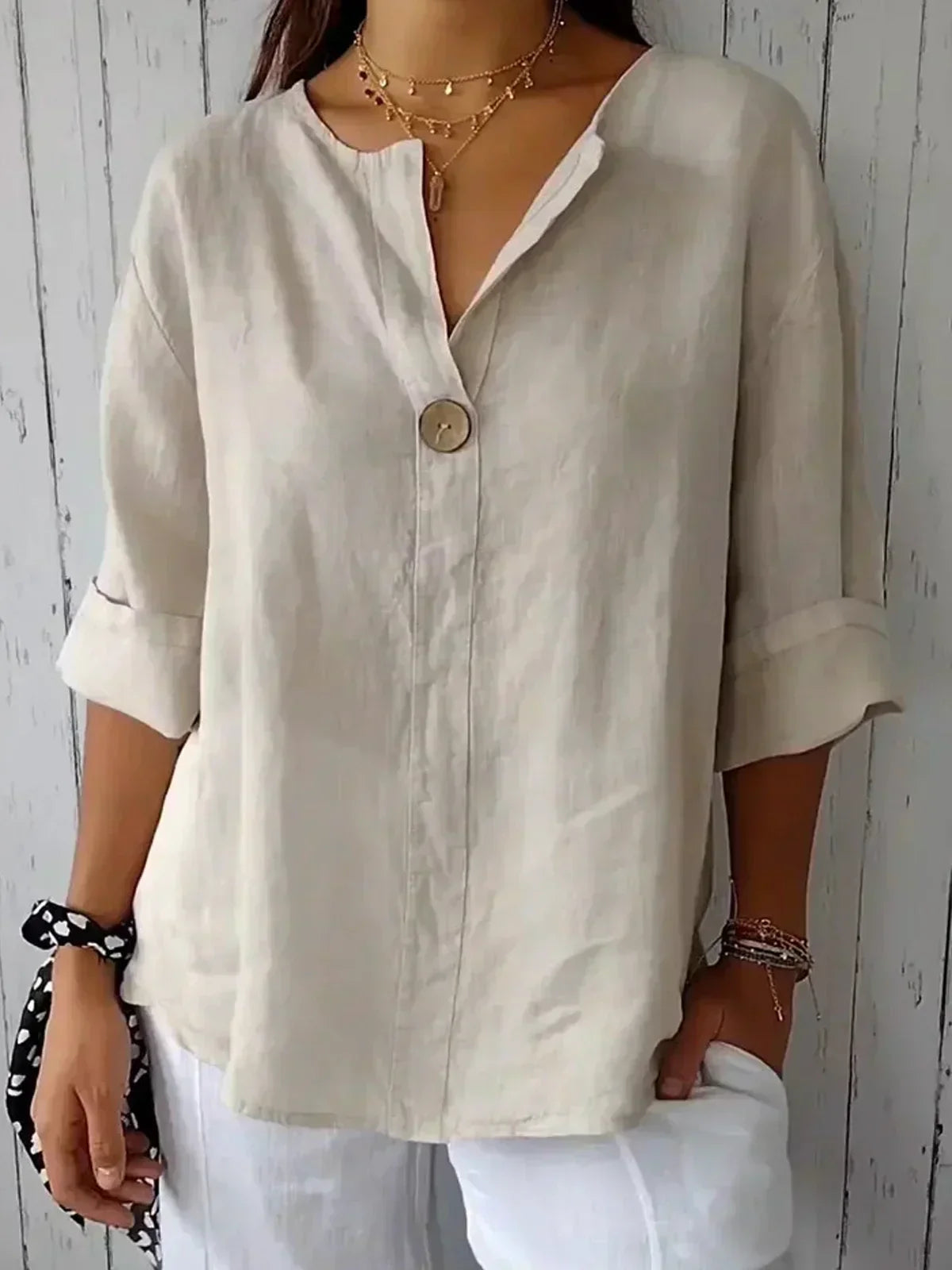 Luna - Blouse Décontractée à Col V