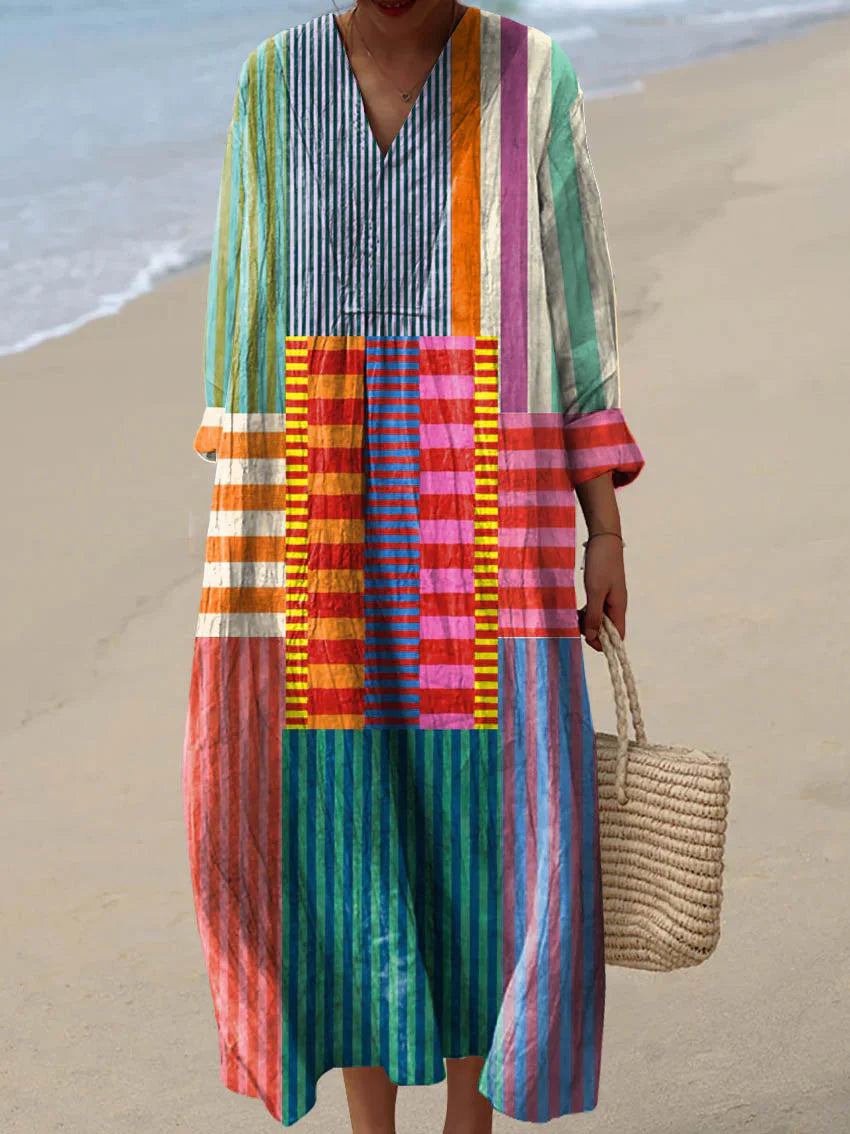 ELARA | ROBE MAXI PATCHWORK MULTICOLORE