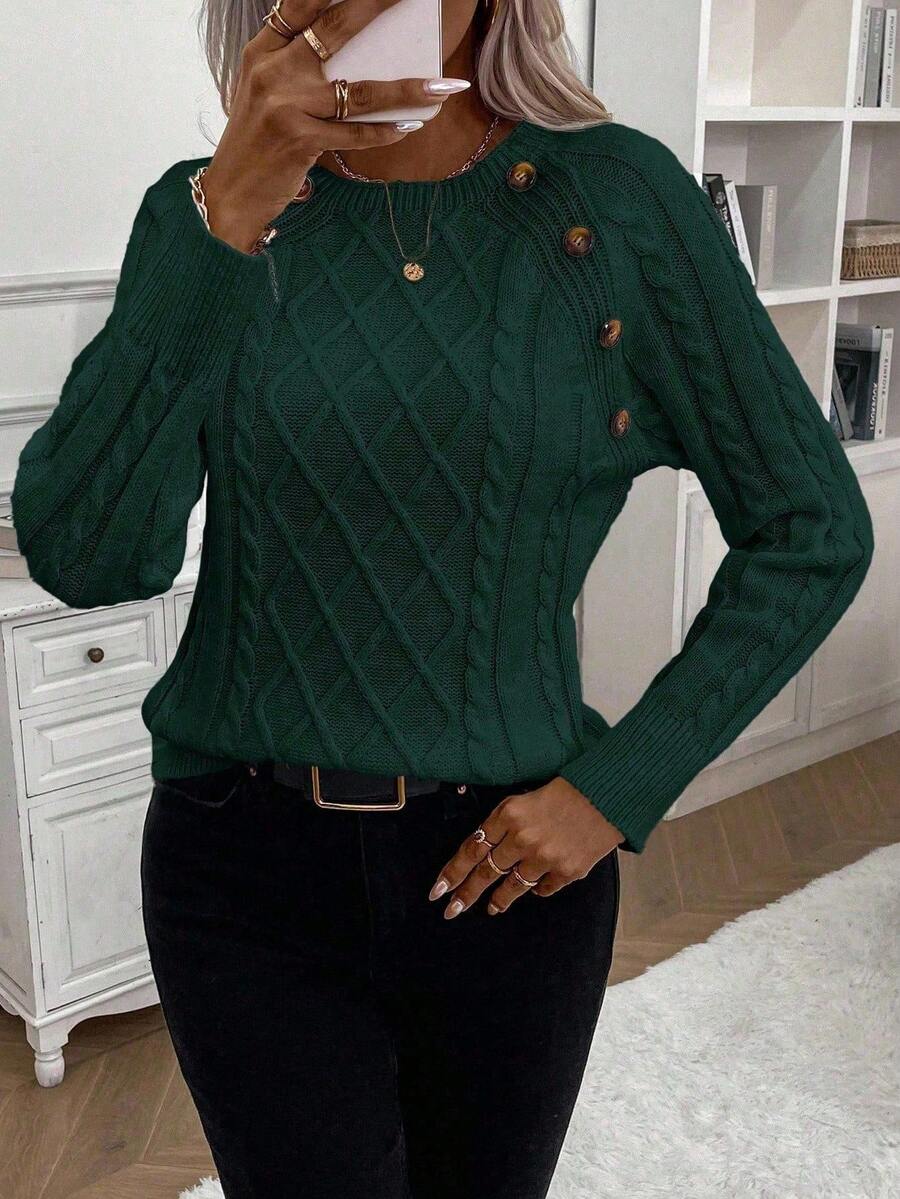 Amandine™ | Pull Torsadé Élégant à Boutons