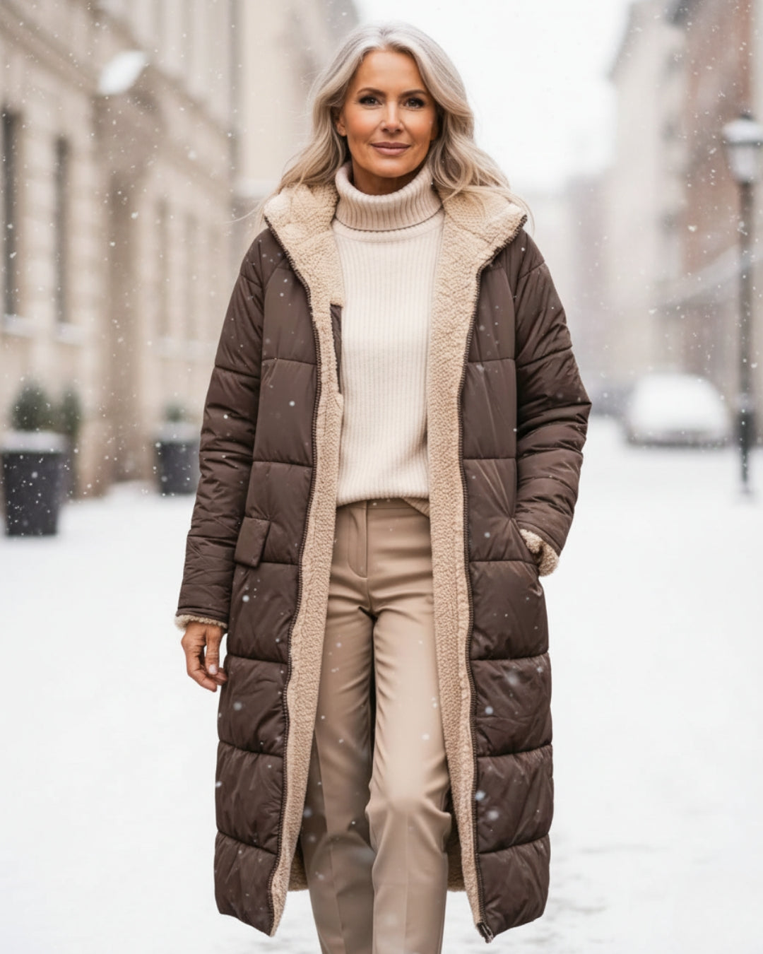 Isaline™ | Manteau d’Hiver Sherpa Réversible