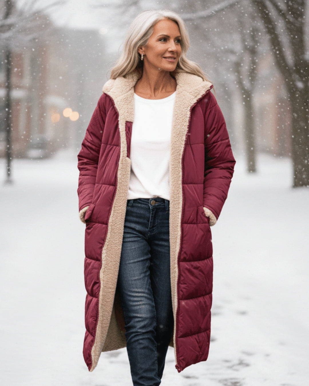 Isaline™ | Manteau d’Hiver Sherpa Réversible