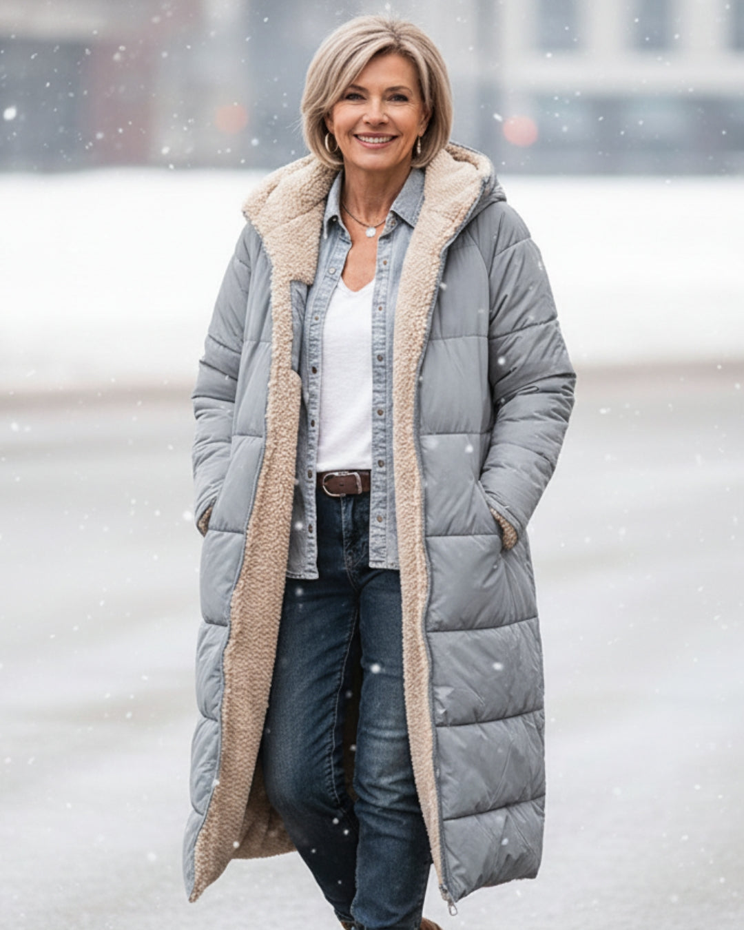 Isaline™ | Manteau d’Hiver Sherpa Réversible