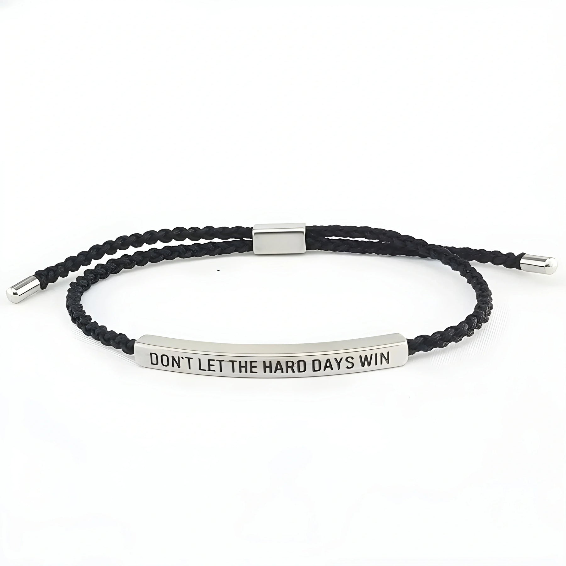 Bracelet en Cordon Ajustable avec Citation Inspirante Gravée