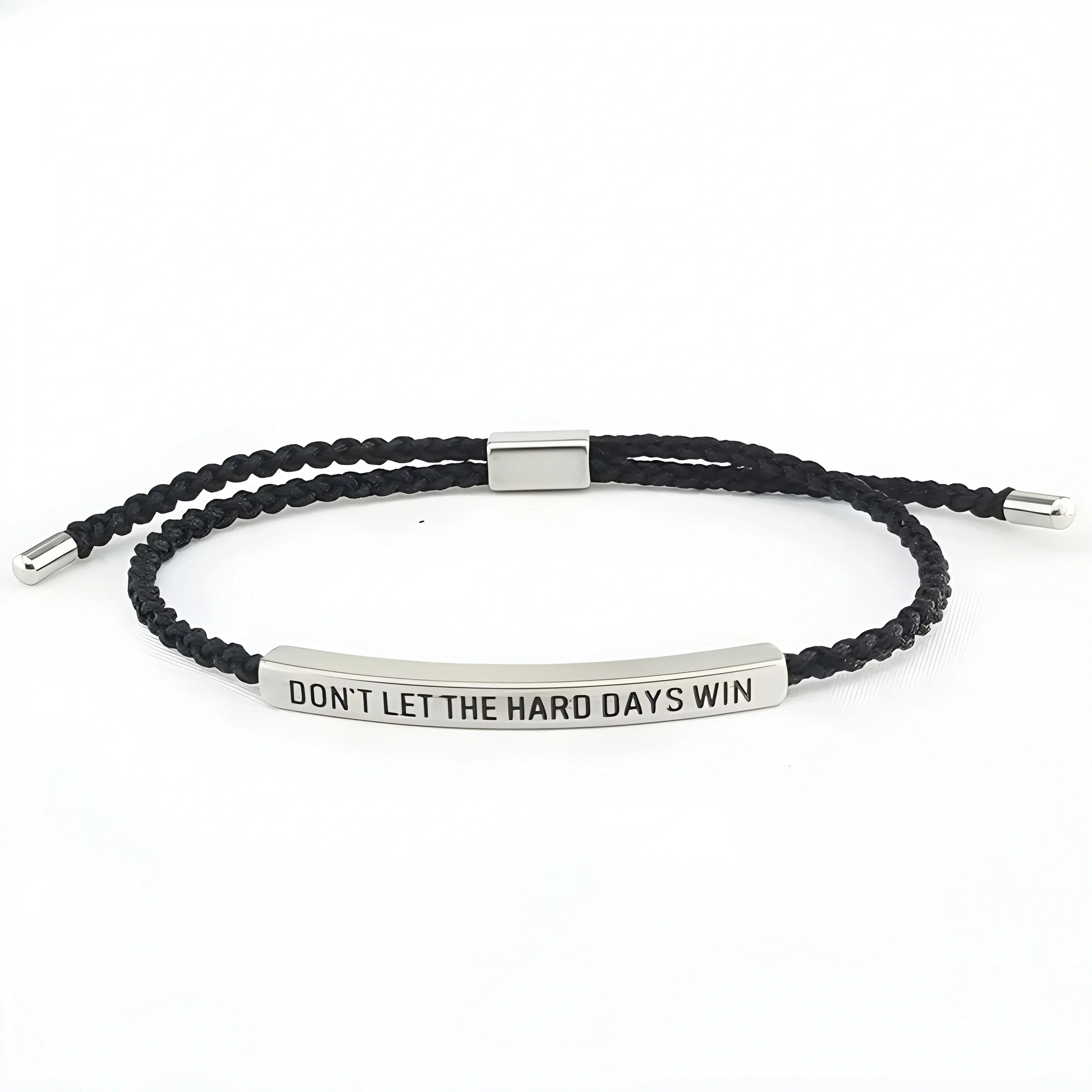 Bracelet en Cordon Ajustable avec Citation Inspirante Gravée