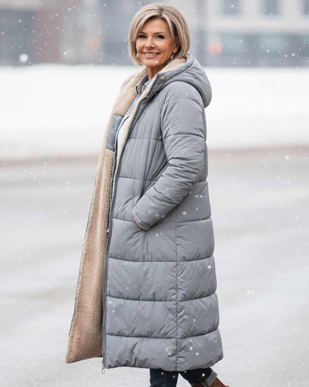 Isaline™ | Manteau d’Hiver Sherpa Réversible
