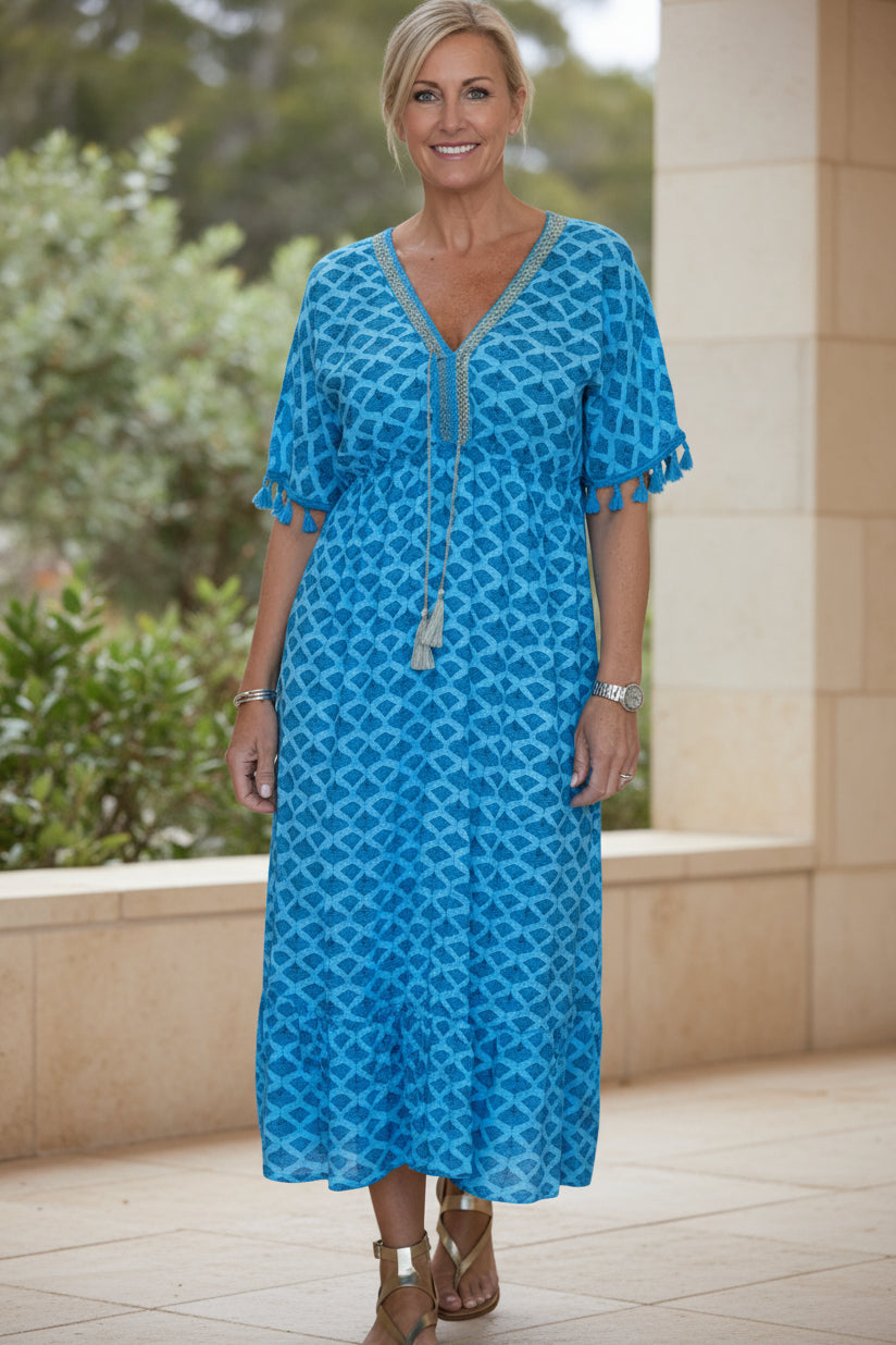LAYLA - VIBRANT GEOMETRIC MIDI DRESS