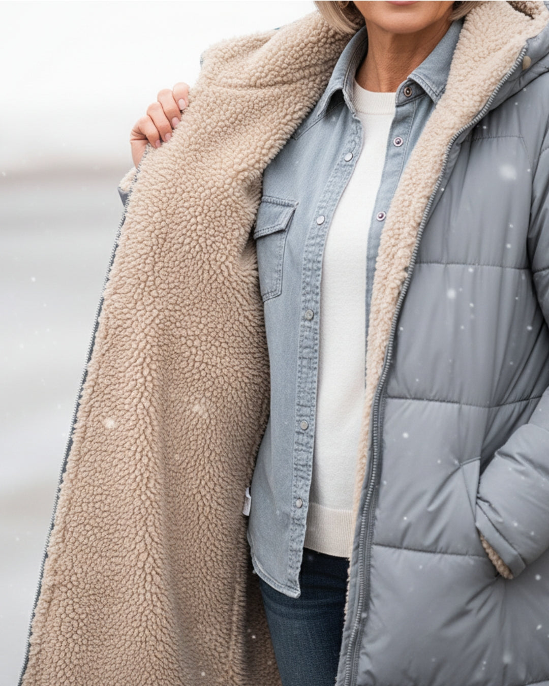 Isaline™ | Manteau d’Hiver Sherpa Réversible