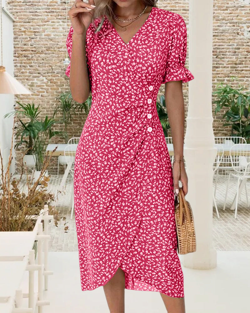 SOPHIE | Robe Imprimé Floral à Manches Courtes