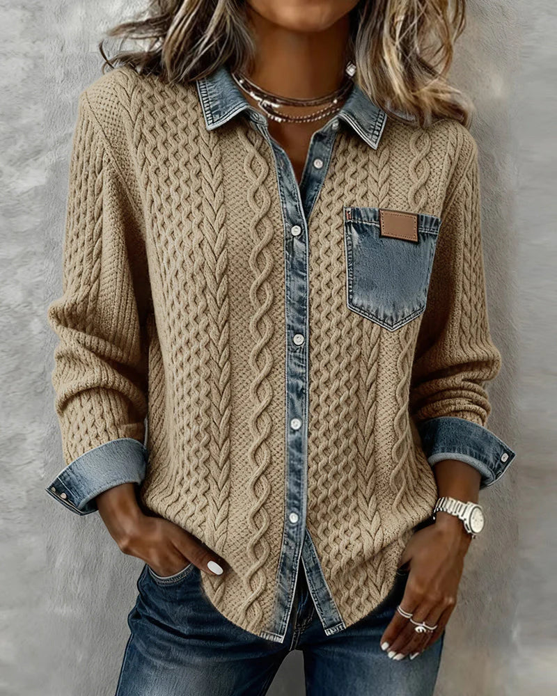 Simone™ | Denim Patchwork Shirt