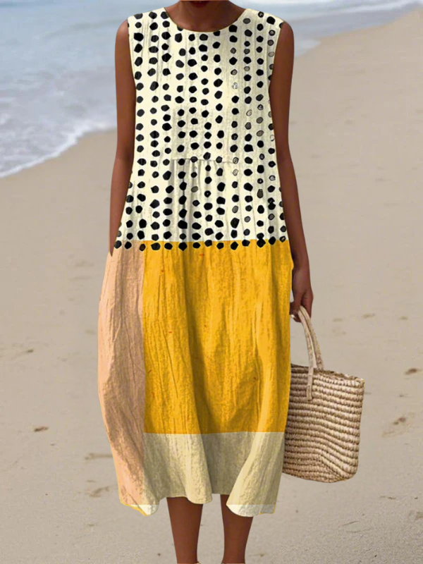 Robe Midi Colorblock à Pois Leah™