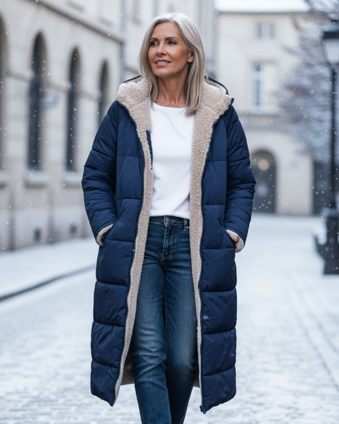 Isaline™ | Manteau d’Hiver Sherpa Réversible