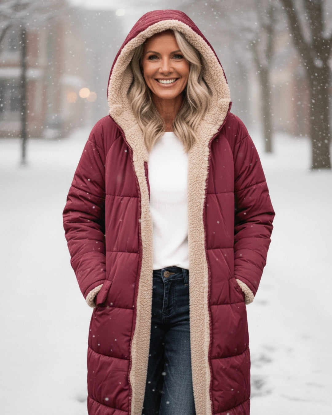 Isaline™ | Manteau d’Hiver Sherpa Réversible