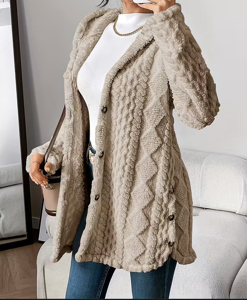 BRIGITTE™ | Cardigan-Manteau en Polaire à Capuche