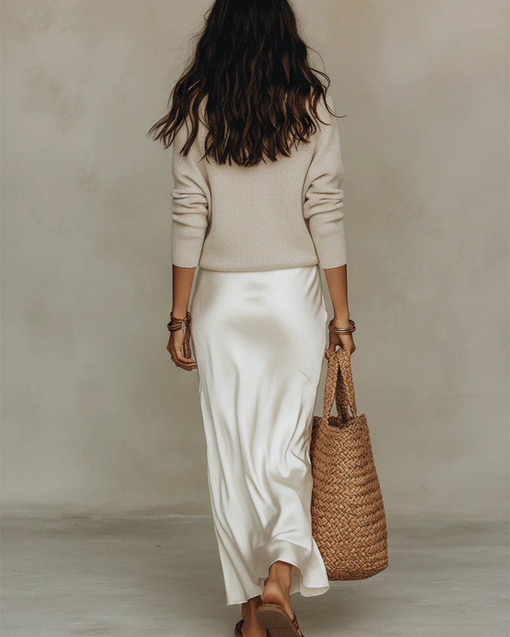 Elena | Satin Midi Dress with Complimentary Sweater