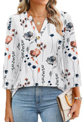 Blouse Boutonnée V-Neck Imprimé Floral Boho