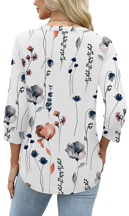 Blouse Boutonnée V-Neck Imprimé Floral Boho