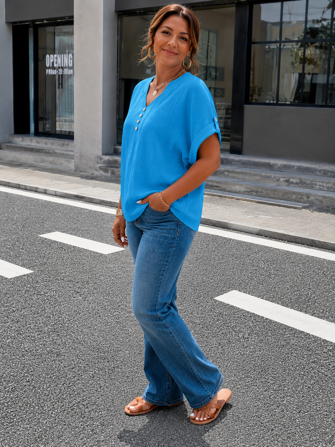 Elara™ | Blouse plissée en V de luxe