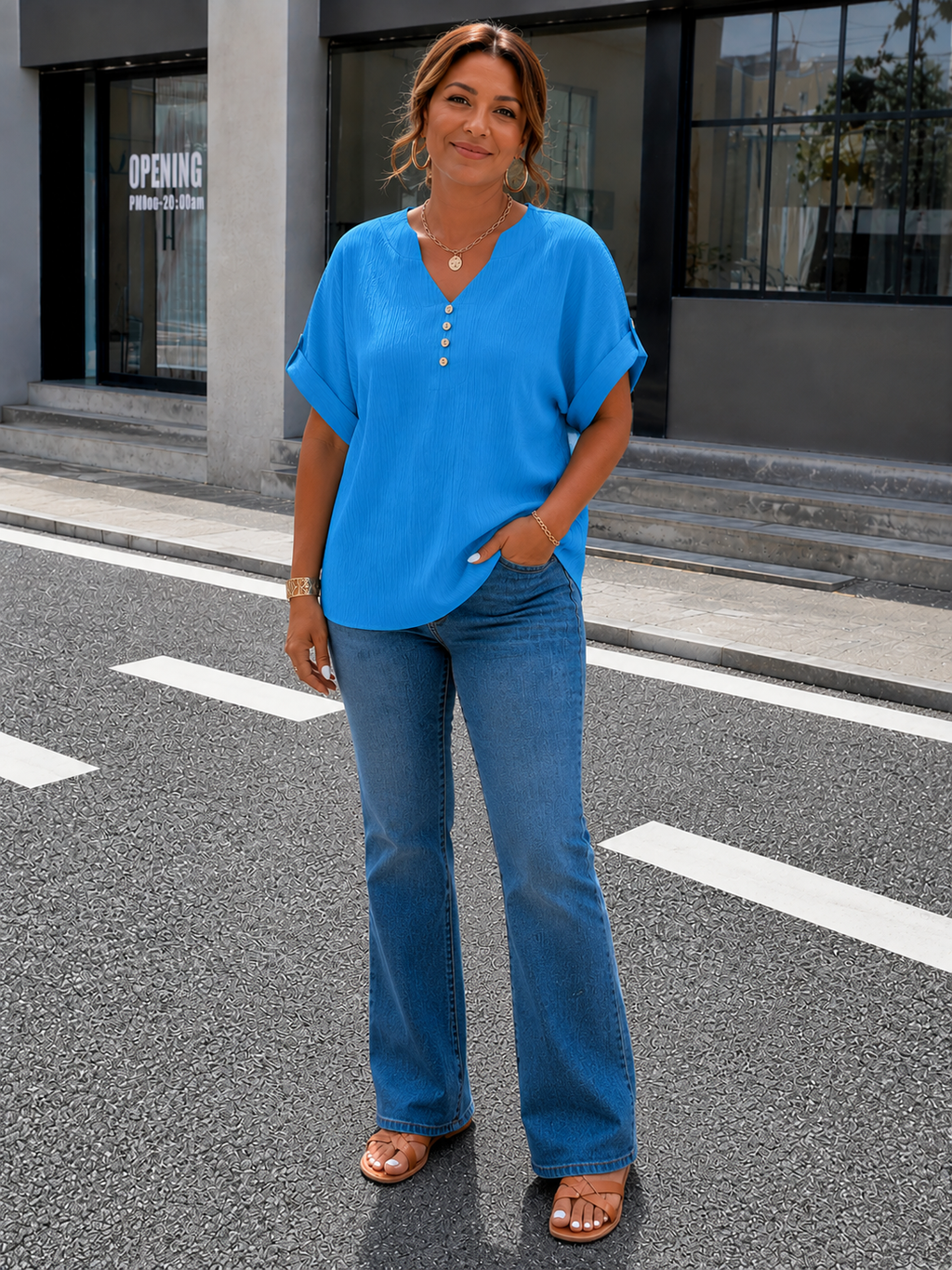 Elara™ | Blouse plissée en V de luxe