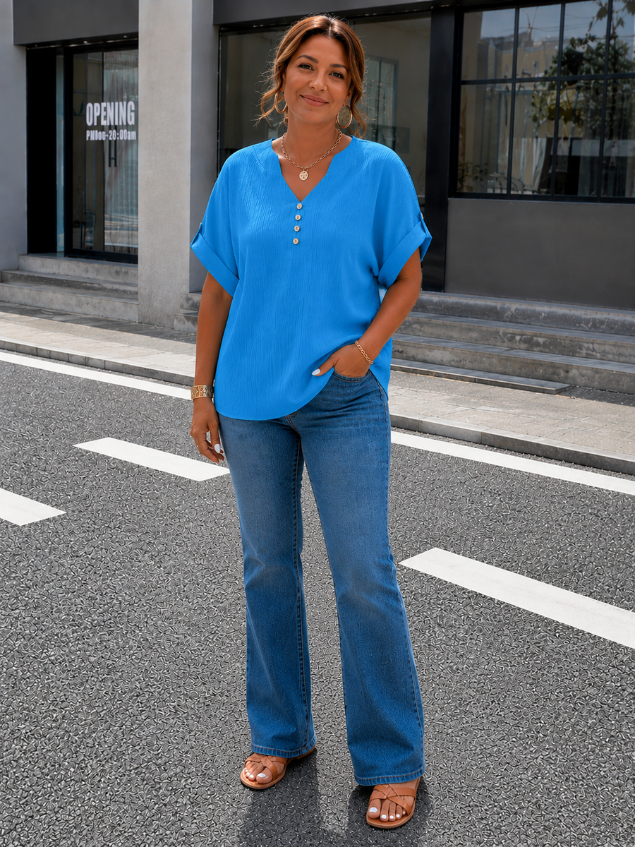 Elara™ | Blouse plissée en V de luxe