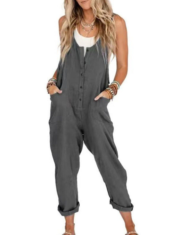 Combinaison sans manches en lin boho