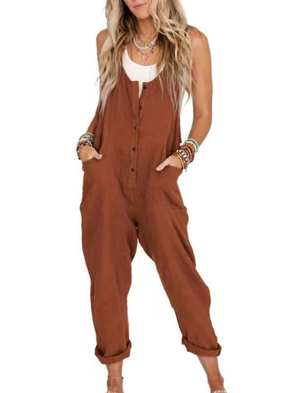 Combinaison sans manches en lin boho