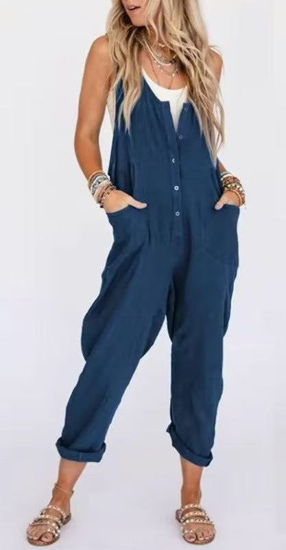 Combinaison sans manches en lin boho