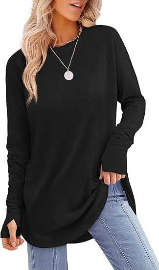 Filippa™ | Haut à manches longues raglan avec ourlet incurvé