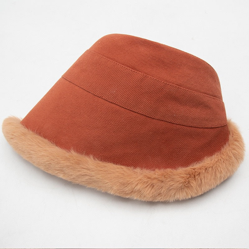 Eira™ | Chapeau cloche en velours côtelé avec bord en fausse fourrure