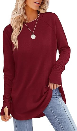 Filippa™ | Haut à manches longues raglan avec ourlet incurvé