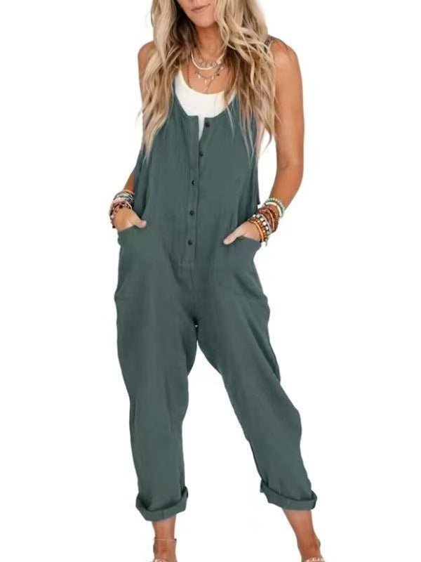Combinaison sans manches en lin boho