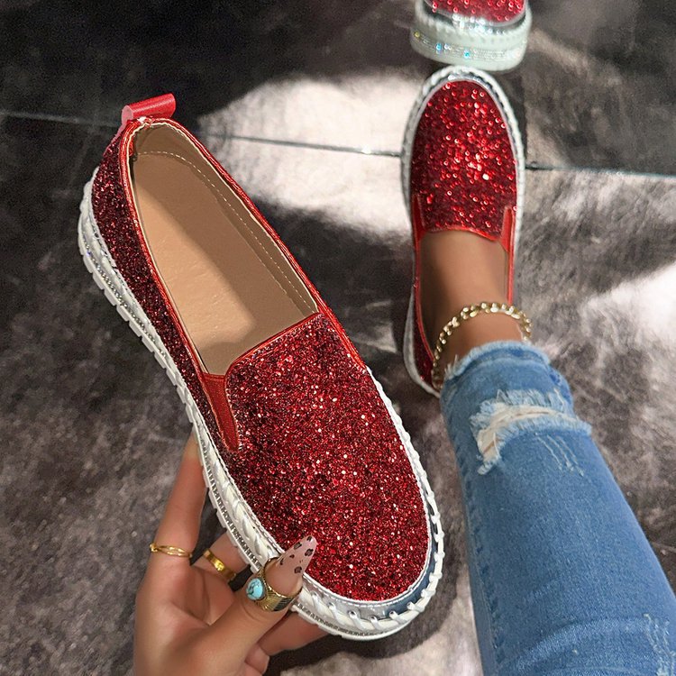 JAMILA™ - Mocassins à Enfiler Décorés de Paillettes Chic