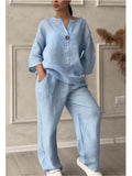 Mariana | Casual Set V-Neck Top with Wide Sleeves