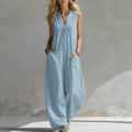 Liora | Casual Sleeveless Jumpsuit in Linen and Cotton