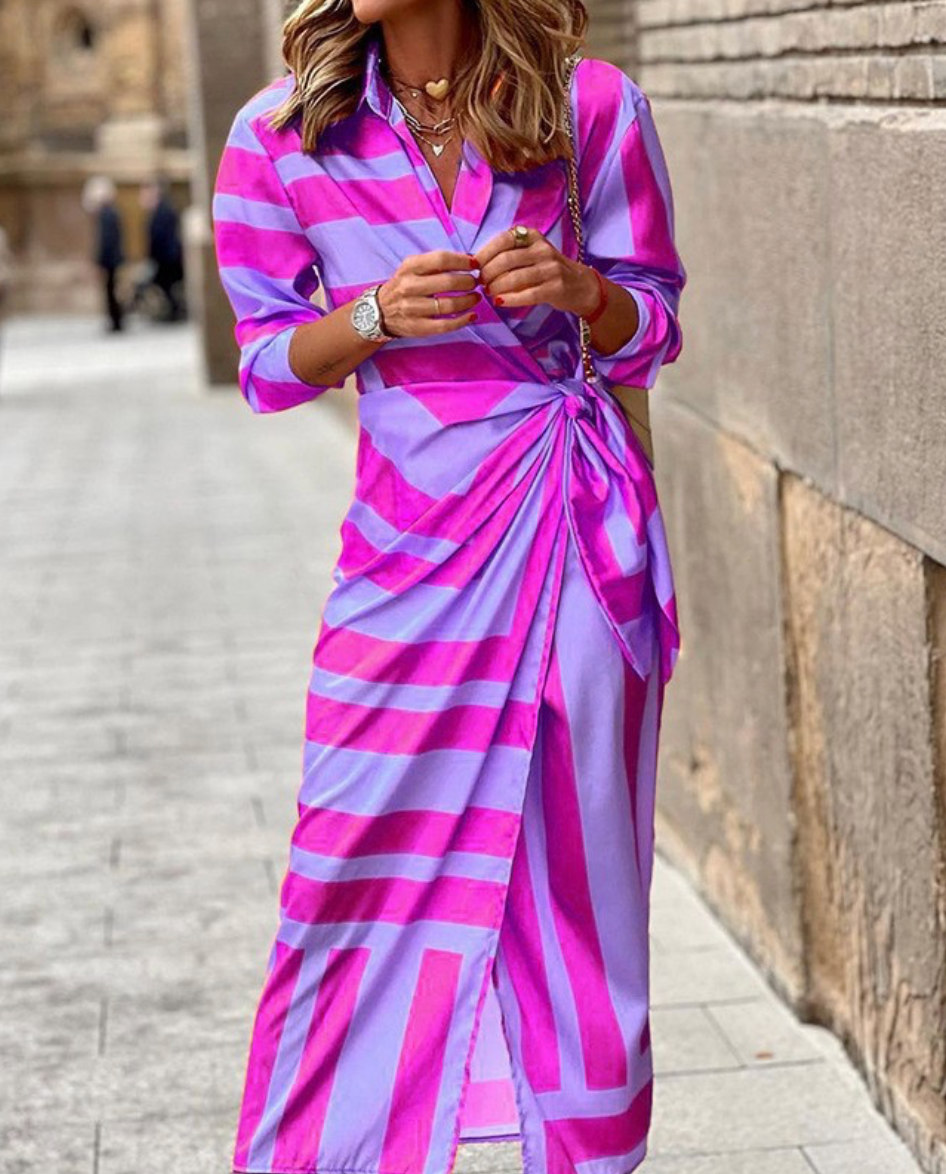 Cecilia™ Elegant Striped Dress