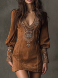 Robe Courte Effet Suédé