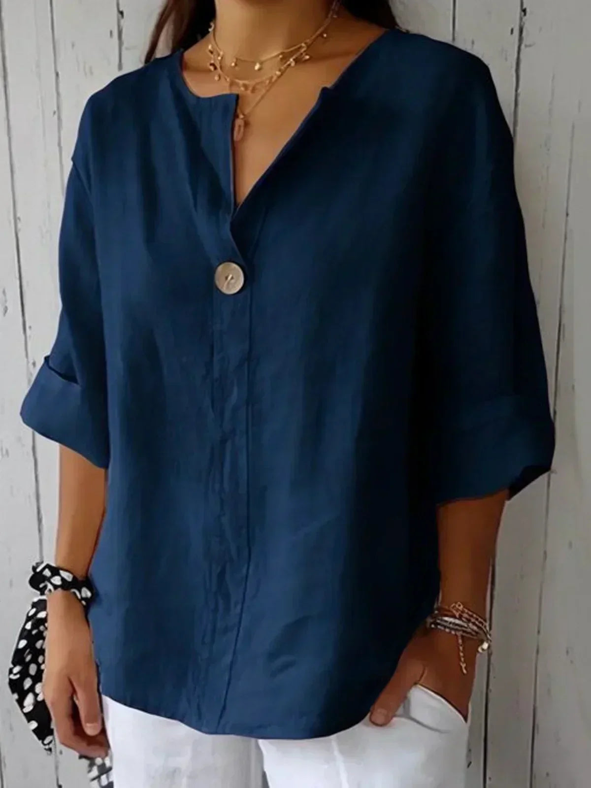 Luna - Blouse Décontractée à Col V